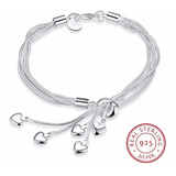 Pulsera Mujer Esclava Brazalete Plata 925 Elegante Corazon