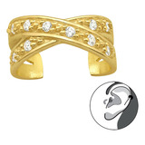 Cuff Dorado Plata 925 Baño Oro Aro A Presión Mujer Niña