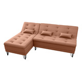 Sofá-cama + Chaise Nyc Confortável P/ Decoração De Sala 