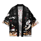 Kimono Japonés Unisex Yukata Media Manga Con Estampado