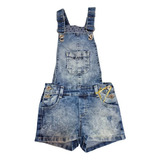 Jardineira Infantil Jeans Menina Crianca Roupas Tam 6