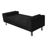 Divã Recamier Sofá Félix 140cm Suede Rosê - Am Decor Cor Preto