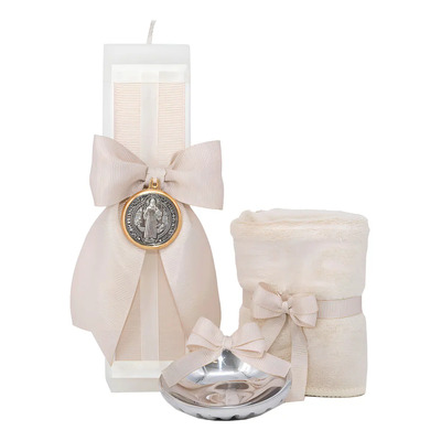 Kit Bautizo Niña Con Concha Pweter Moño San Benito Jb055-pwt | Envío gratis