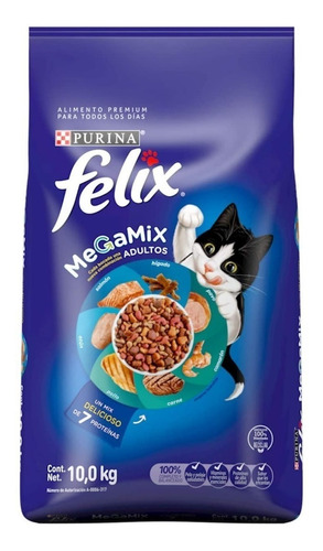 Alimento Felix Megamix Para Gato Adulto Sabor Mix En Bolsa De 10kg