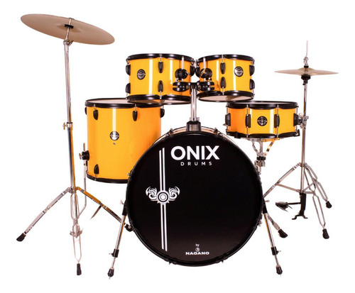 Bateria Acústica Kit Completo Nagano Onix Skinny 20 Yellow