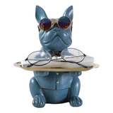 Escultura De Buldogue Francês, Figura De Cachorro Com Bandej