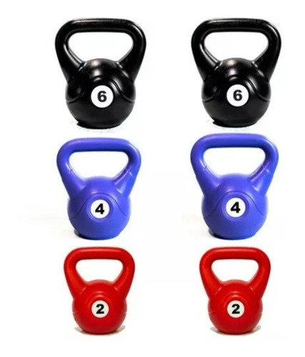 Set 6 Pesas Rusas Par De 2kg 4kg Y 6kg Kg Kettlebell - Vera