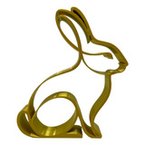 Conejo Sentado Escultura Decorativa De 1 Trazo Dorada