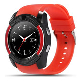 Smartwatch V8 Sport - Touch Screen Com Camera Slot De Cartão Caixa Vermelho Pulseira Preto