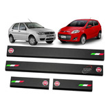 Cubre Zocalos Laminados Negros P/ Fiat Palio Logo + Bandera