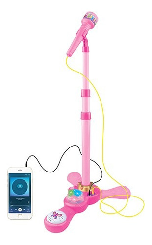 Microfono Infantil Karaoke Luces Conexion Mp3 Celular Love Rosa