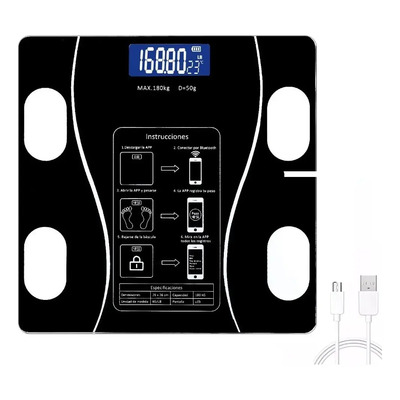 Báscula Inteligente Bluetooth Deylinghs con App y Medidor de IMC 180kg Negro | MercadoLibre