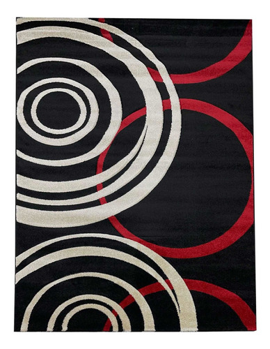 Alfombra Moderna Negra Rojo Joy 120x170cm Carpetshop