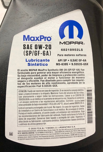 Kit Cambio Aceite Y Filtro Jeep Compass 2.4 Mopar Original Foto 3