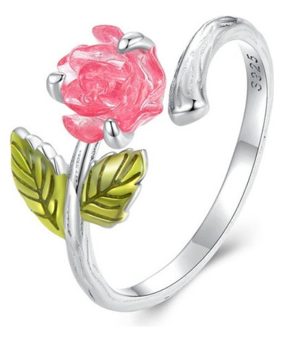 Anillo Ajustable Para Mujer Rosa Cambia Color En Plata 925