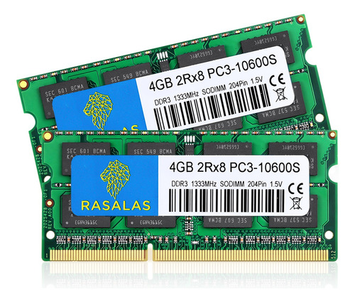 8gb (2x4gb) Ddr3-1333 Mhz Sodimm 1.5v Memoria Ram Rasalas