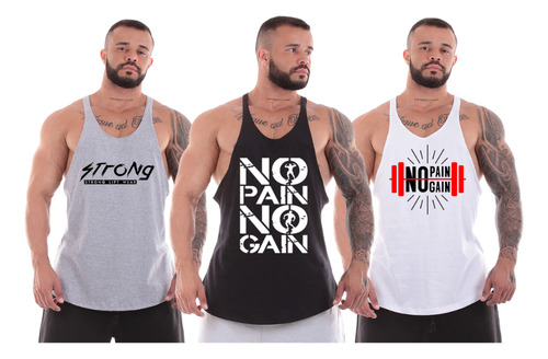 Kit 3 Blusas Camisetas Camisa Blusa Regata Masculina Cavada