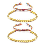 Wremily 2 Piezas De Pulsera De Cuentas De Cobre Tibetano, Pu