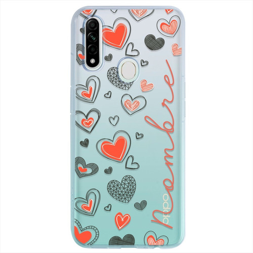 Funda Oppo Antigolpes Corazones Personalizada Con Nombres