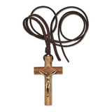 Colar Crucifixo C/ Chagas De Cristo Imbuia Ouro Velho
