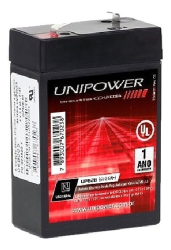 Bateria Selada Agm 6v 2,8ah Up628 Unipower 2.8ah