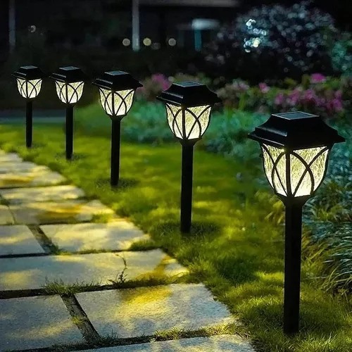 Pack 12 Farol Solar Led Estaca Para Jardín Luz Blanca