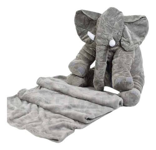 Almohada De Elefante Gigante Para Bebe Peluche Azul 65cm