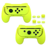 Grips Para Joycons De Nintendo Switch Color Amarillo Neon 2p