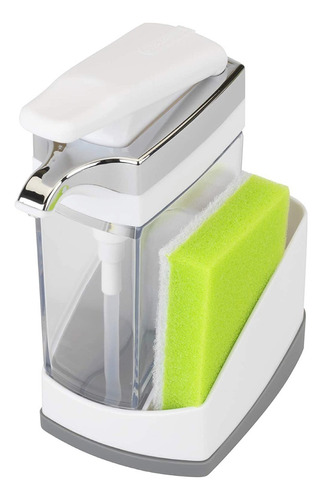 Dispensador Jabon Con Esponja Para Fregadero Tarja Cocina Color Blanco