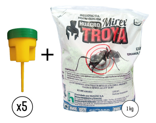  5 Porta Cebo + Mirex Troya Huagro 1kg 