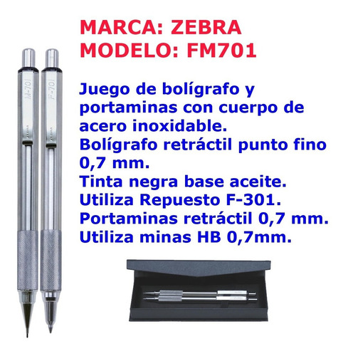 Juego Boligrafo/lapicero Zebra 701 Incluye Envio