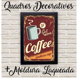 Quadro Decorativo Para Cozinha Coffee Café Retrô Com Moldura