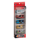 Kit 5 Carrinhos De Fricção Miniatura Racing Club Metal Zoop