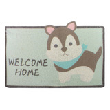 Tapete Para Entrada Welcome Animalitos Kawaii 60x38 Diseño De La Tela Huskey Aqua