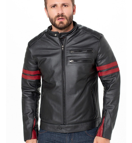 Jaqueta Frio Masculina Couro Legítimo Hybrid Moto