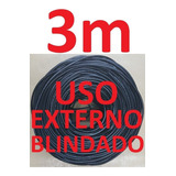 Cabo Rede Cat5e Preto 3m Externo Blindado Net Pronto Usar