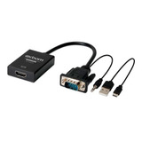 Cabo Conversor Vga Para Hdmi Video Audio P2 Alimentação Usb