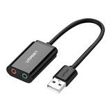 Adaptador De Áudio Externo Ugreen Interface Usb 2.0 Preto