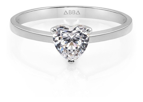 Anillo De Compromiso Corazón Oro 14k Swarovski  Abba Joyas