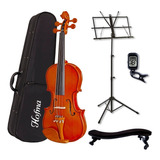 Kit Violino Hofma By Eagle Hve241 4/4 Estante Espaleira E Af