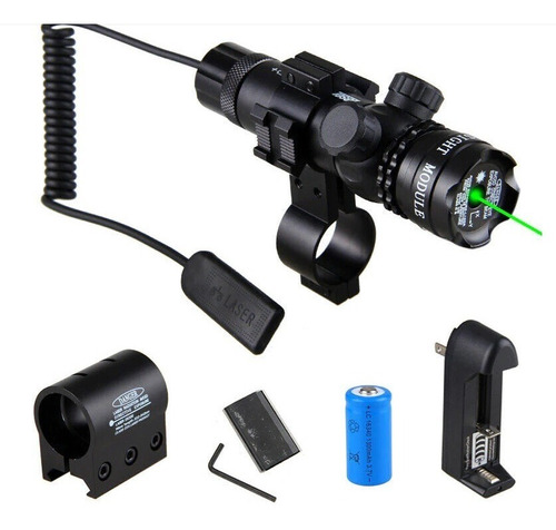 Mira Laser Verde Traçante 2 Acionador C/bateria Caça Rifle