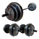 Barra + 2 Mancuernas + 60 Kg Discos Local Combo Kit Gym