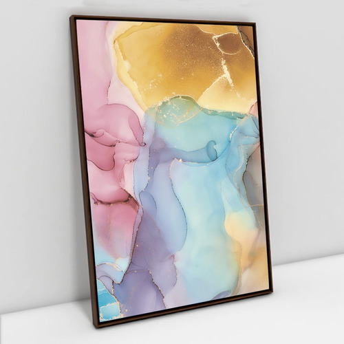 Quadro Decor Em Canvas Abstrato 2 - Moldura Madeira 90x60cm
