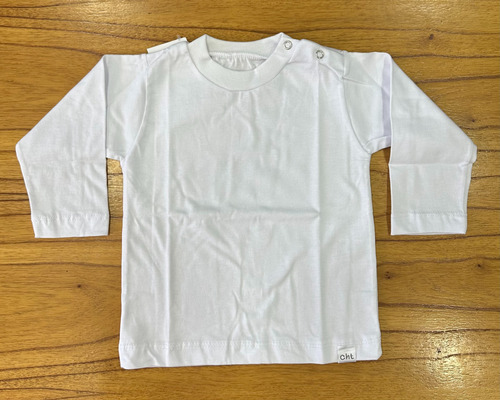 Remera Bebe Manga Larga Puro Algodon Blanca