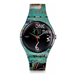 Reloj Swatch Ishtar Basquiat Cuarzo Azul Sistema Métrico