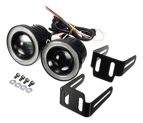 Kit Faros Auxiliar Con Proyector Lupa Ojo De Angel Led A-vip