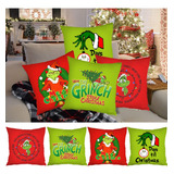 Juego De 4 Fundas De Almohada Decorativas Navideñas De Grinc