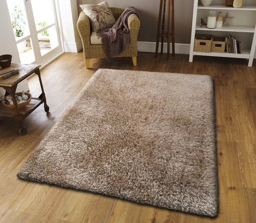 Alfombra Decorativa Para Sala Peludo Shag Plata 1.6x2.30mt