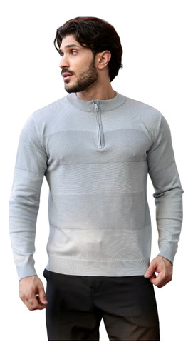 Blusa De Frio Suéter Masculino Lã Tricot Com Zíper