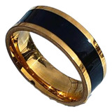 Anillo Acero Quirúrgico Negro Y Dorado